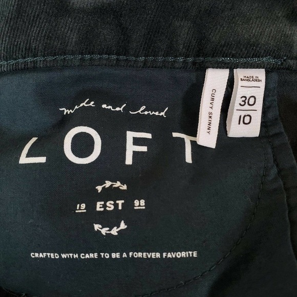 Ann Taylor Loft Women Corduroy Pants Size 30/10 Curvy Skinny Solid Green Stretch - Picture 6 of 7